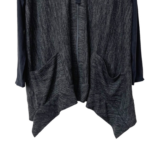 LOGO by Lori Goldstein Zip Front Cardigan M Microfiber Sleeves Shark Bite Hem - Picture 3 of 8